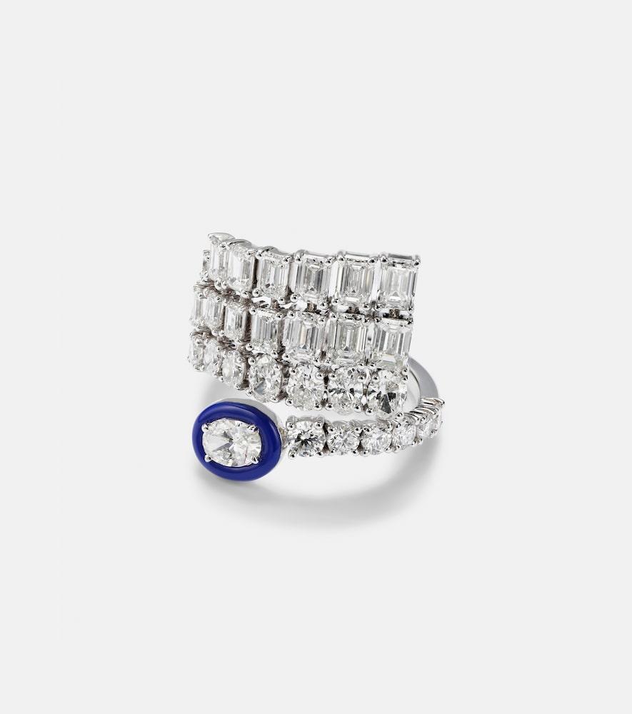 kamyen 18kt white gold ring with diamonds