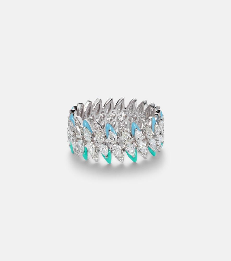 kamyen 18kt white gold ring with diamonds