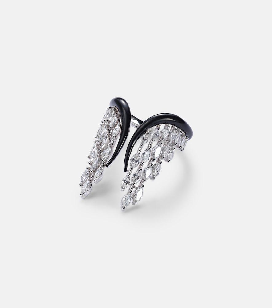 kamyen angel wings 18kt gold ring with diamonds