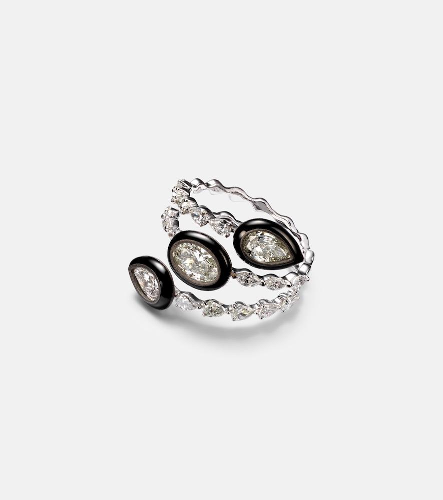 kamyen saturn 18kt white gold ring with diamonds