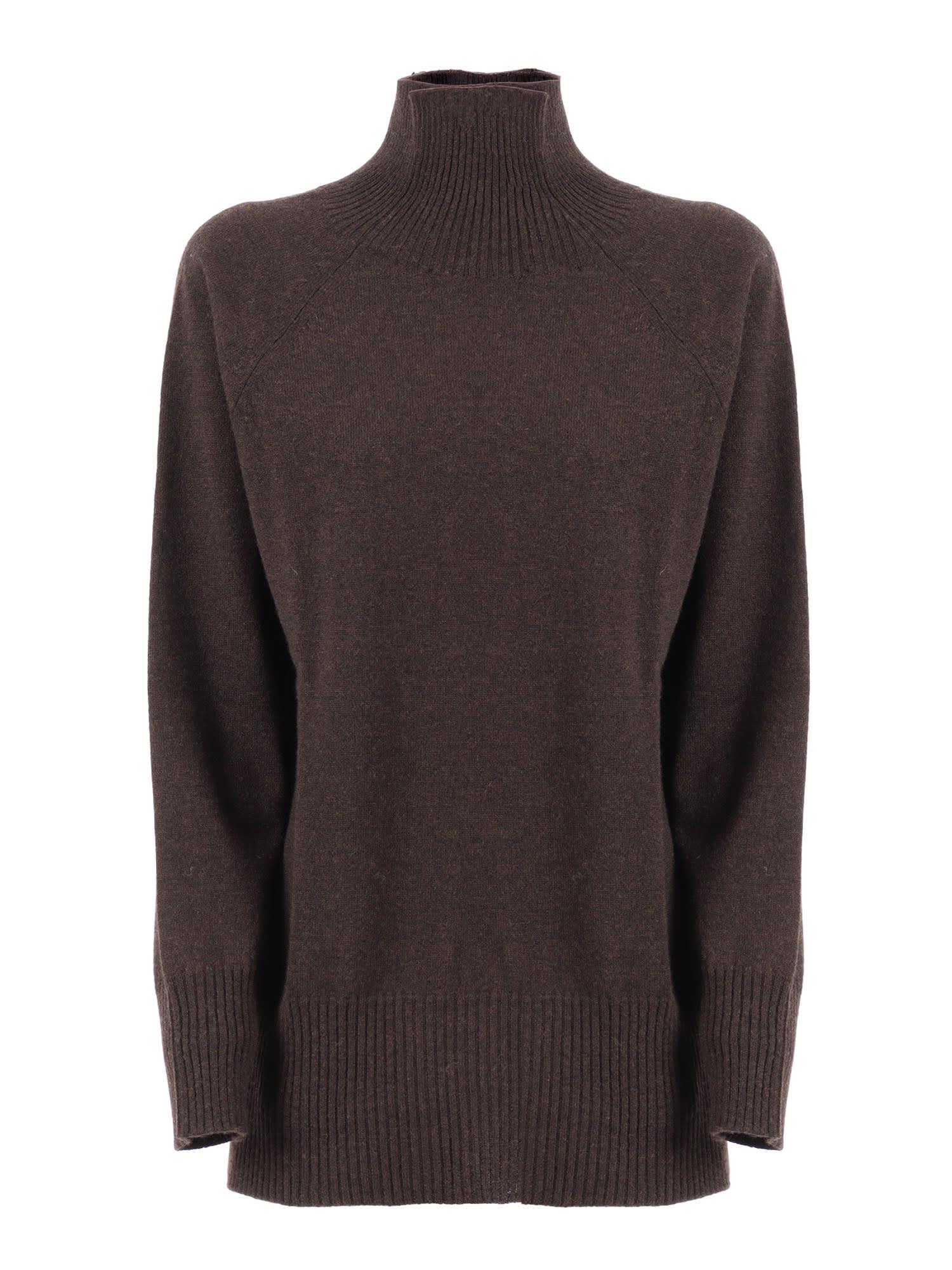 kangra crater neck sweater with raglan sleeves and vents