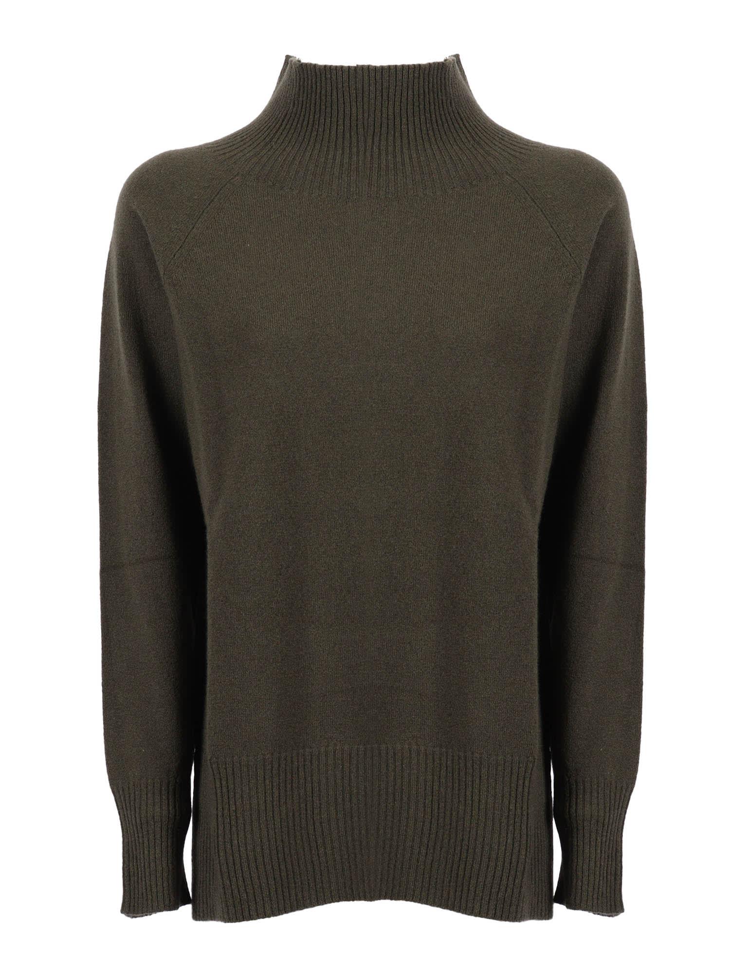 kangra crater neck sweater with raglan sleeves and vents