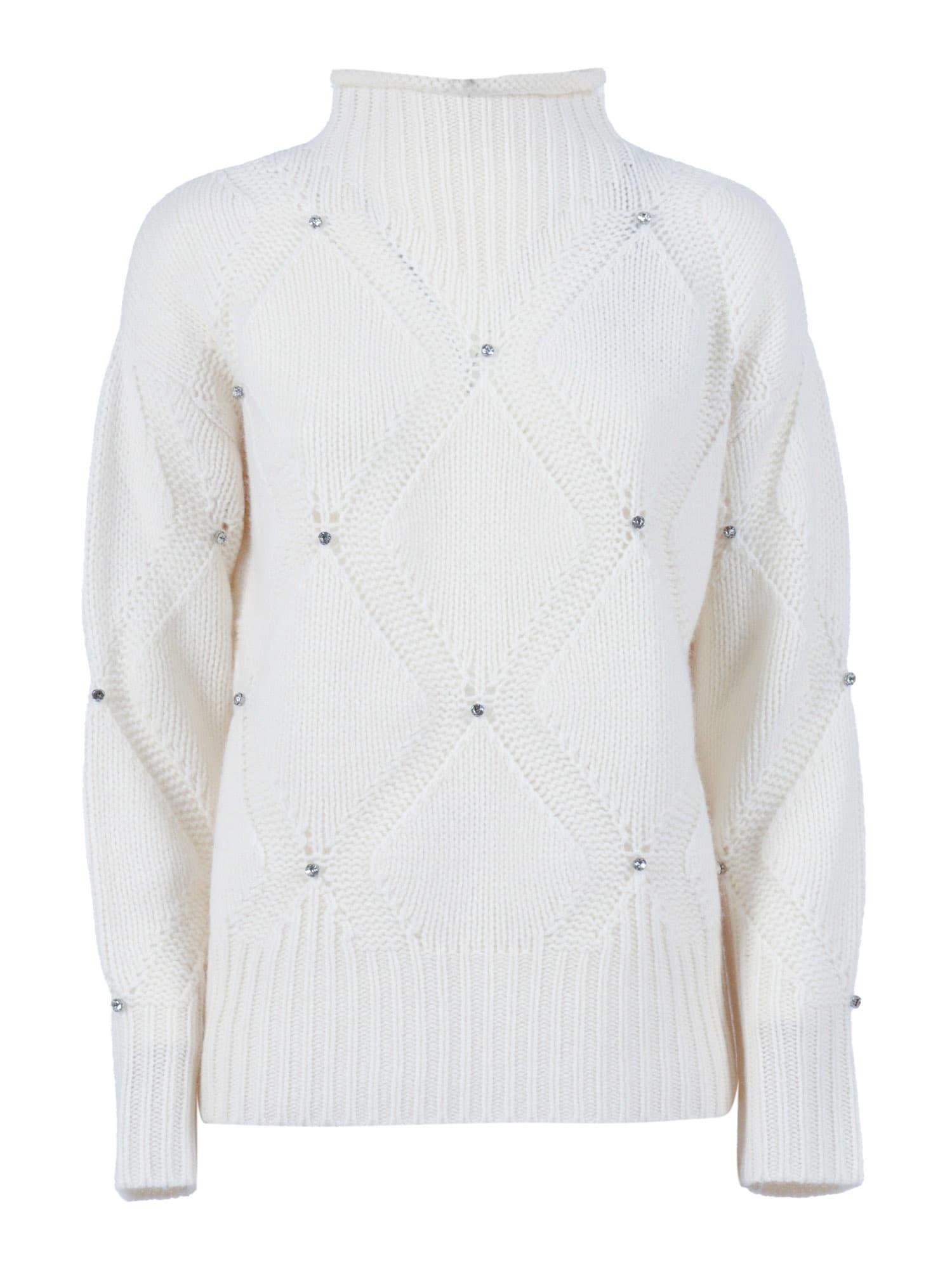kangra high neck sweater with diamond intarsia