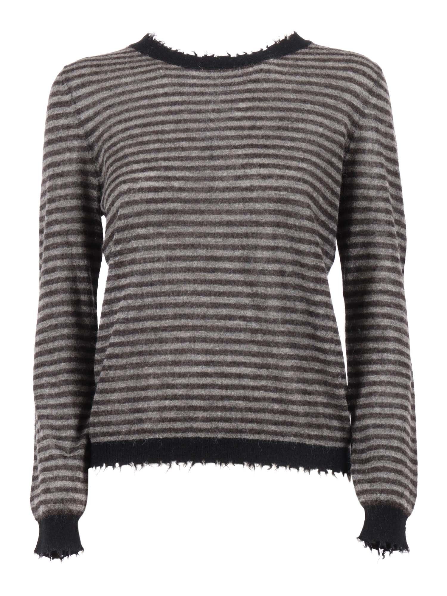 kangra ribbed crew neck sweater with fringed details