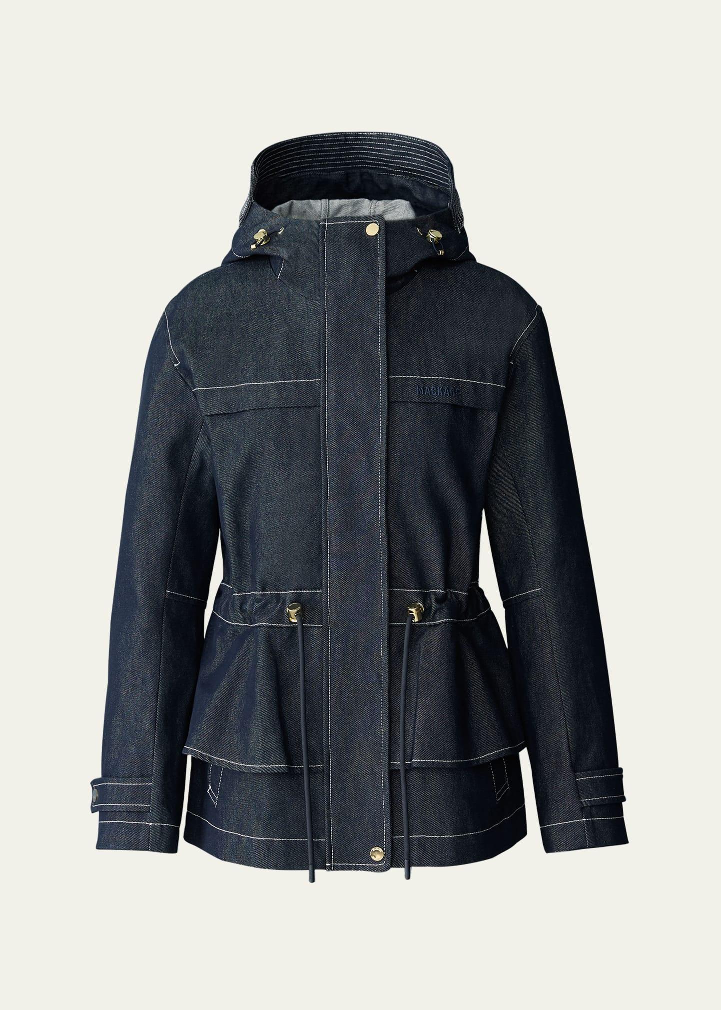 kaori wind-resistant twill peplum jacket with hood