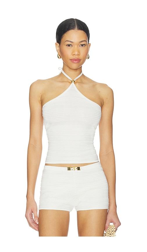 kapri dekota halter top in white.