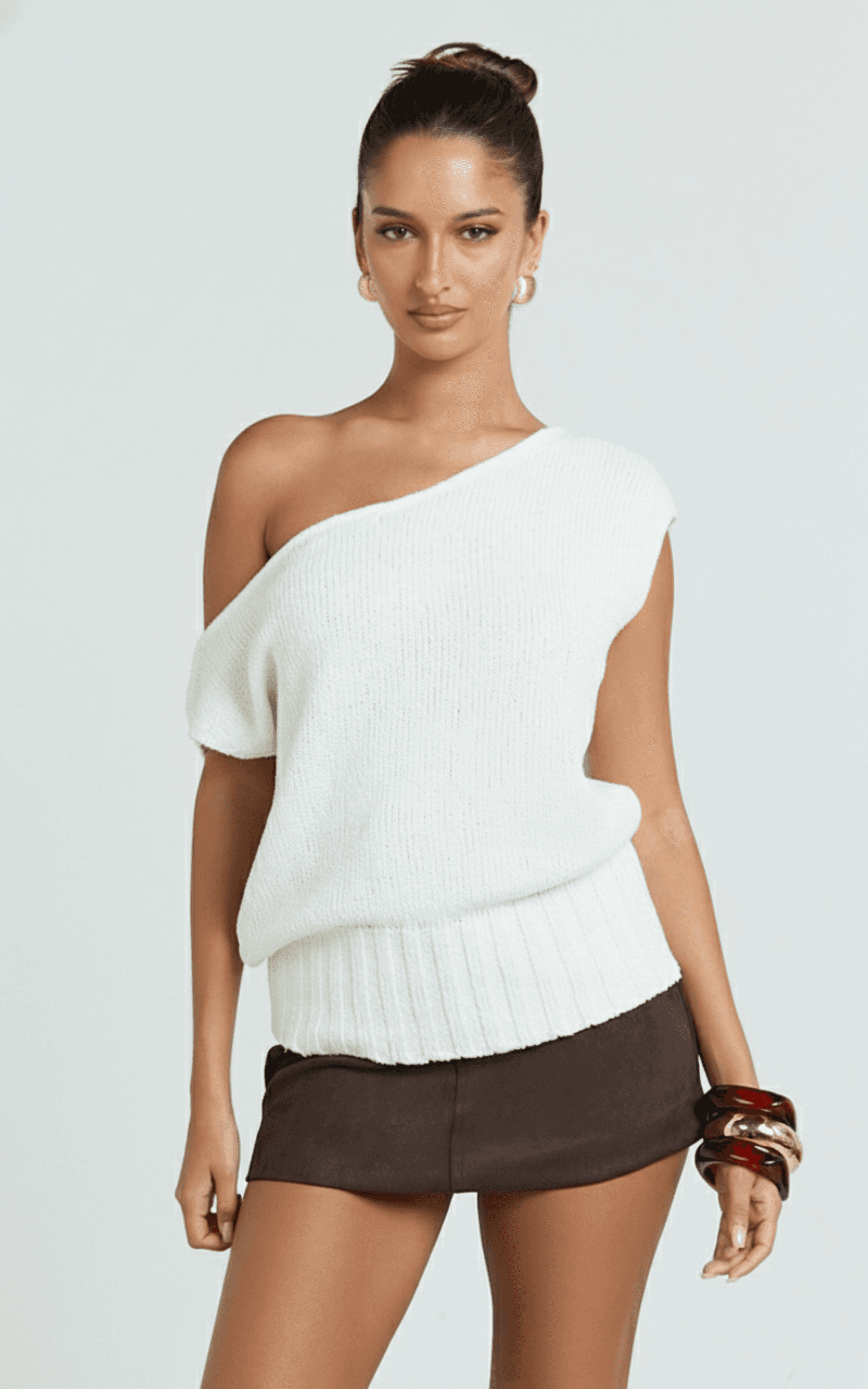 kara top - off shoulder knit top in cream