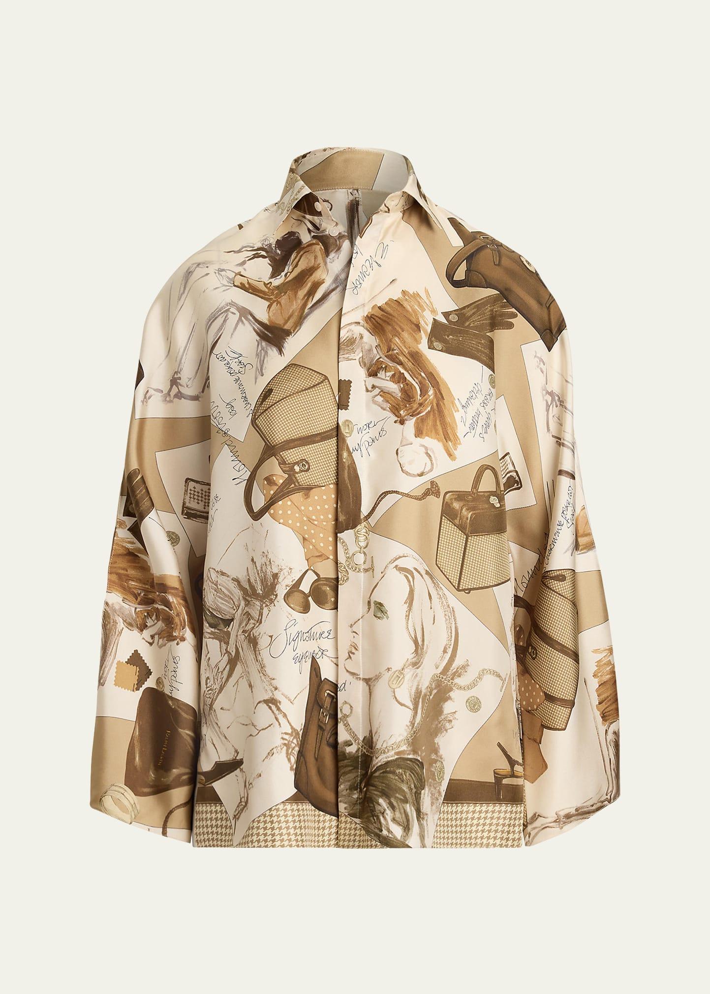 karen diary-print silk twill blouse