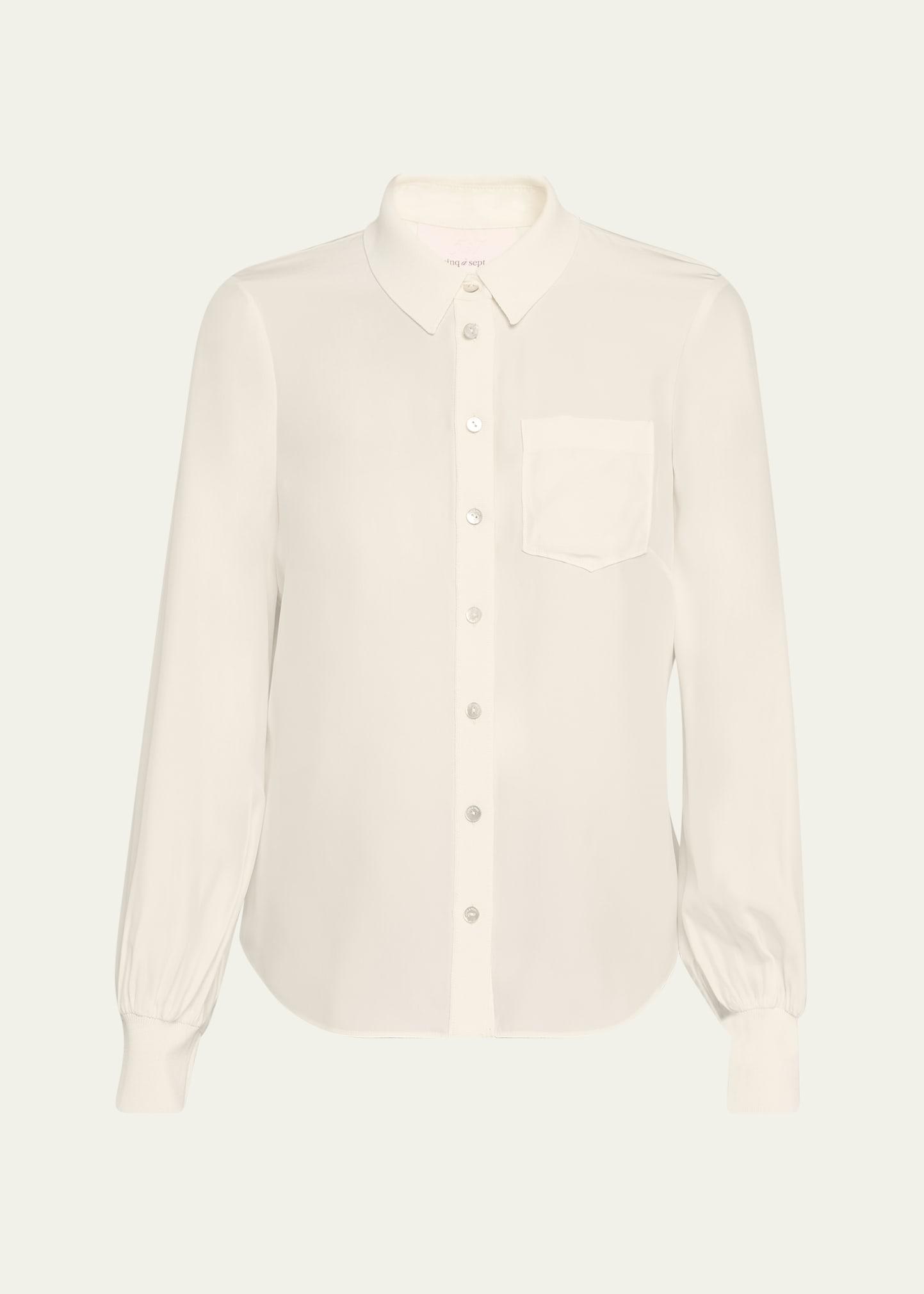 karina button-front silk top