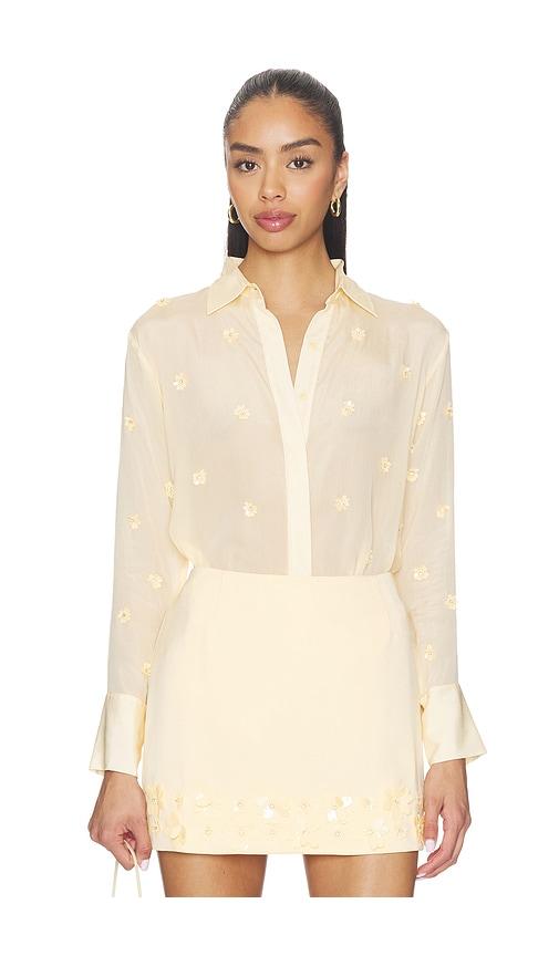 karina grimaldi ayla embroidered shirt in yellow.