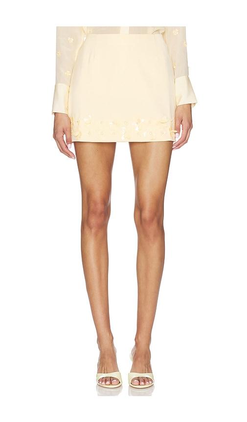 karina grimaldi ayla embroidered skort in yellow.