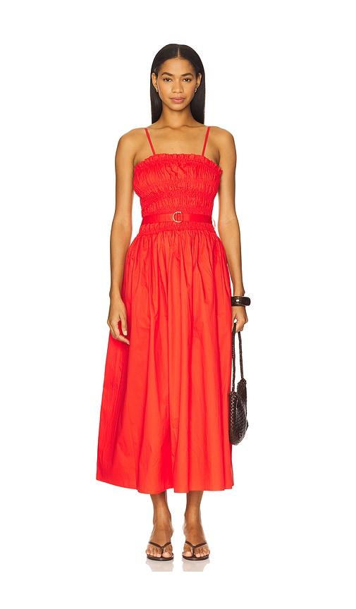 karina grimaldi panama solid dress in orange.