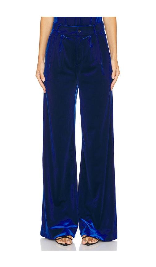 karina grimaldi ximena velvet pants in blue.