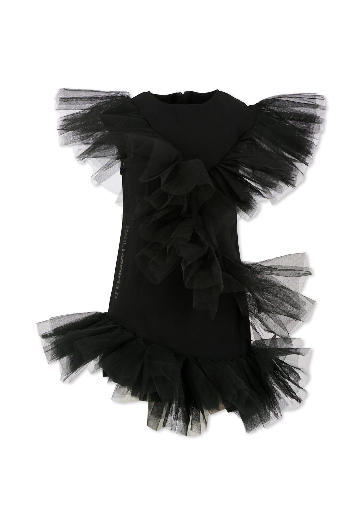 karl lagerfeld kids black dress for girl with logo