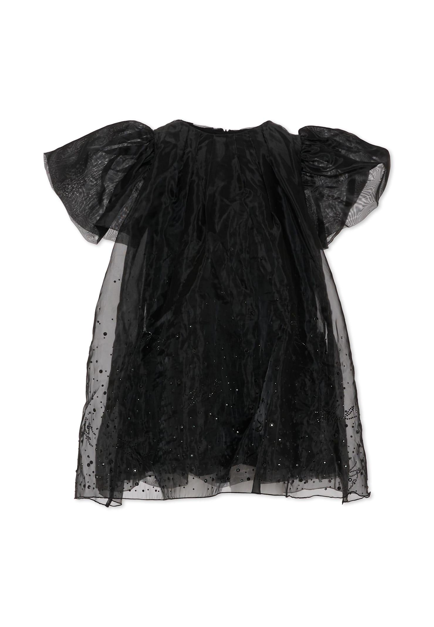 karl lagerfeld kids black dress for girl with rhinestones