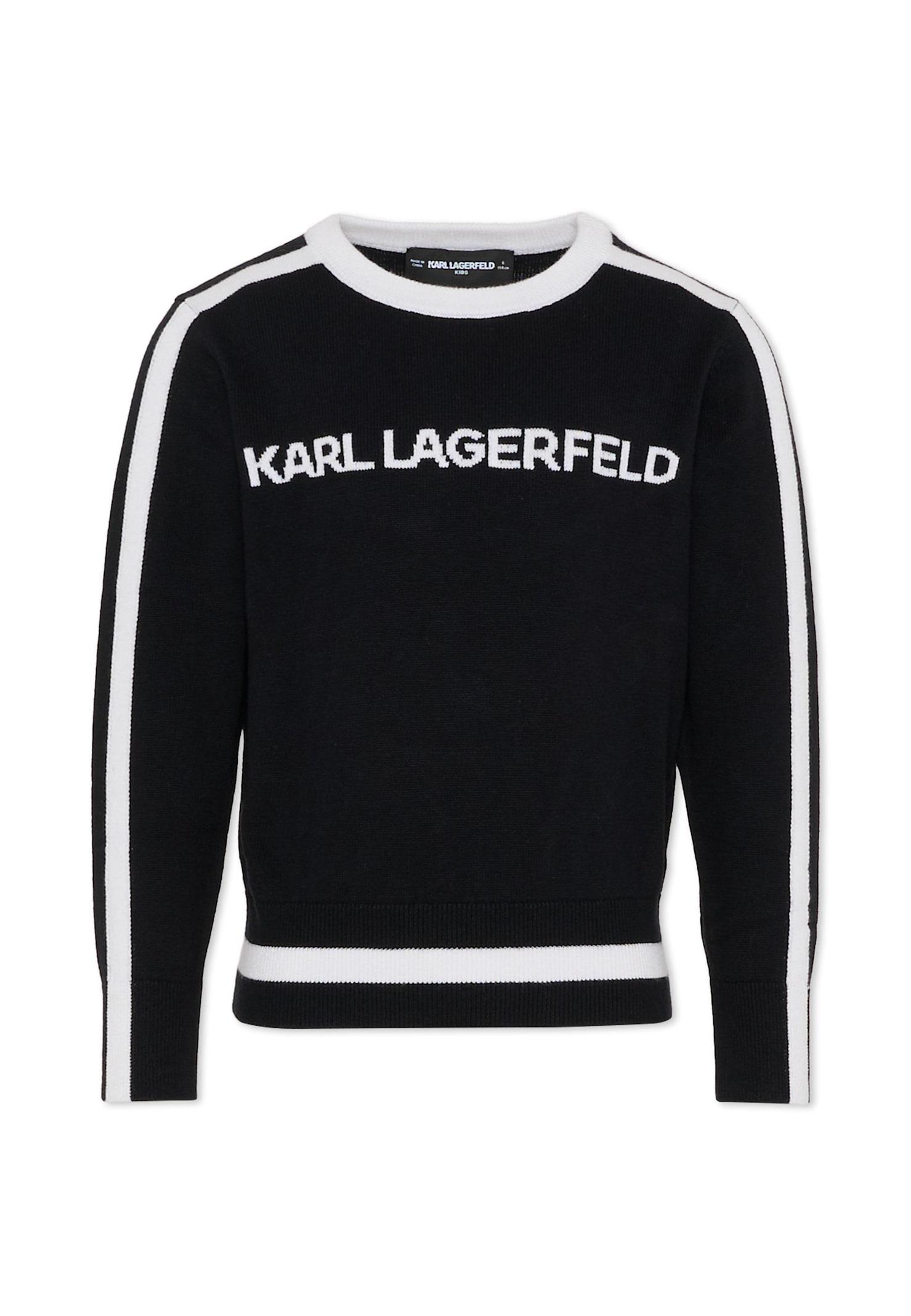 karl lagerfeld kids black sweater for girl with logo
