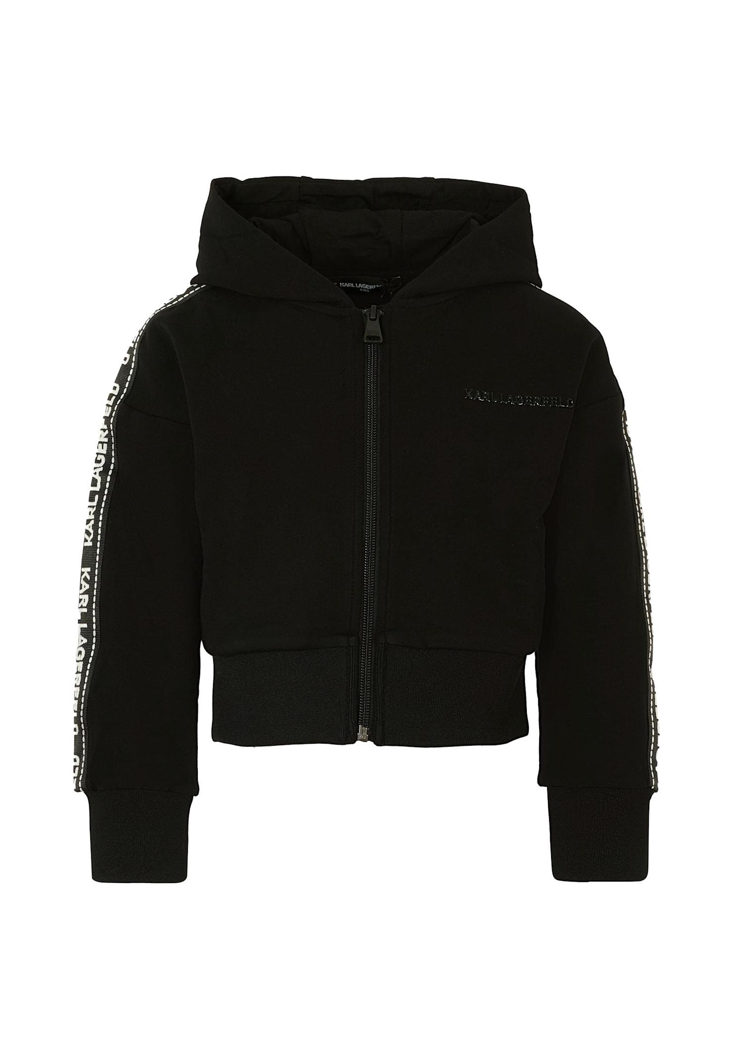 karl lagerfeld kids black sweatshirt for girl with logo
