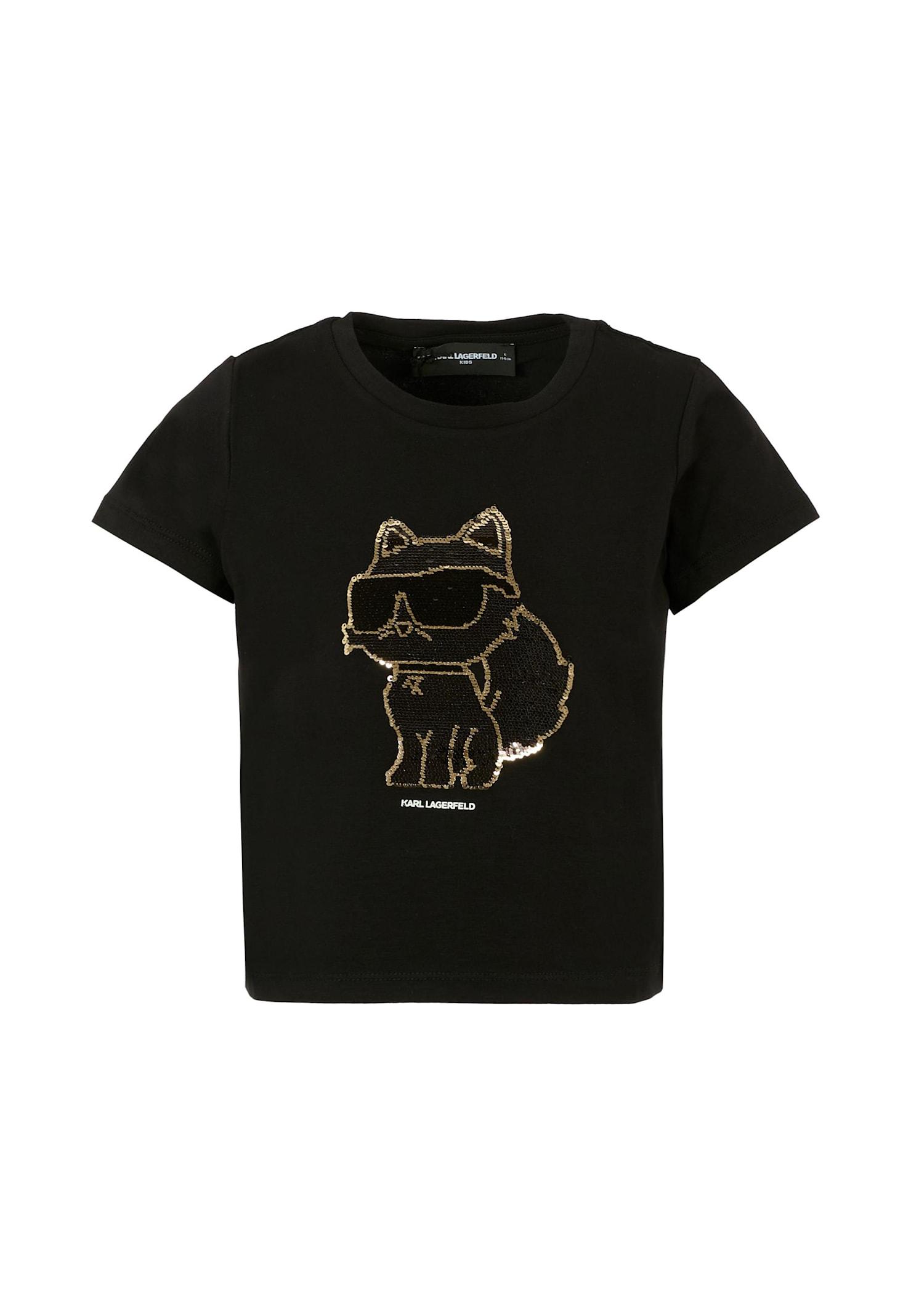 karl lagerfeld kids black t-shirt for girl with choupette