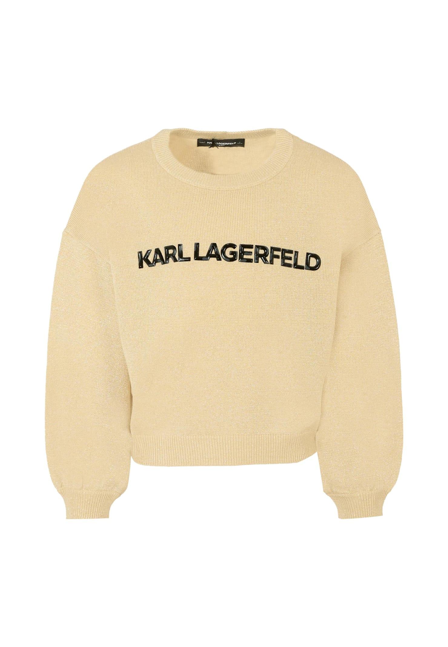 karl lagerfeld kids gold sweater for girl with logo
