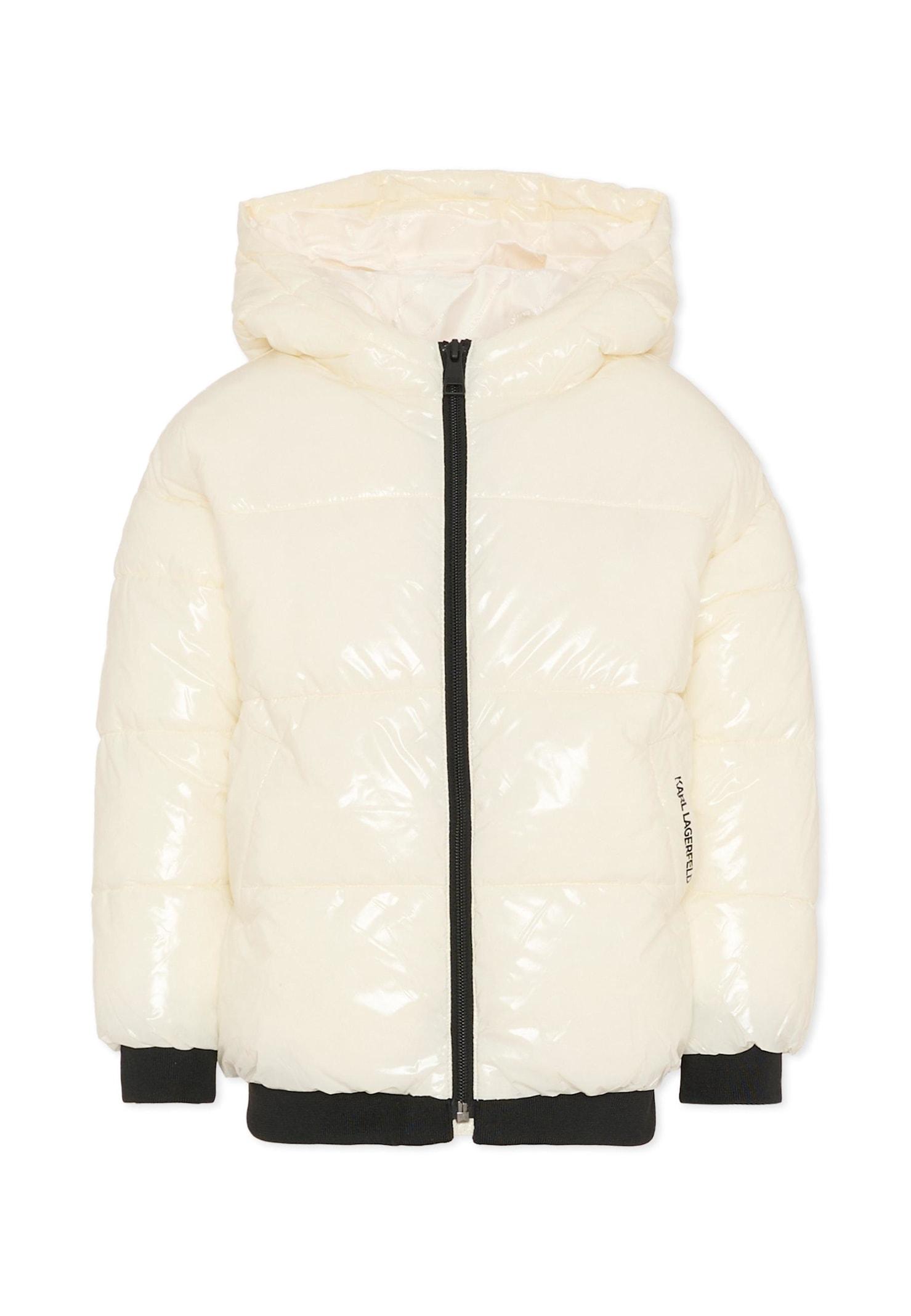 karl lagerfeld kids ivory down jacket for girl with logo