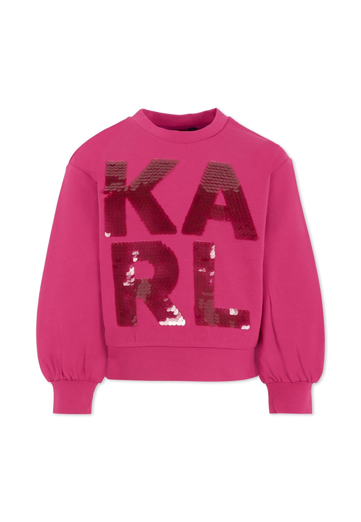 karl lagerfeld kids purple sweatshirt for girl with logo