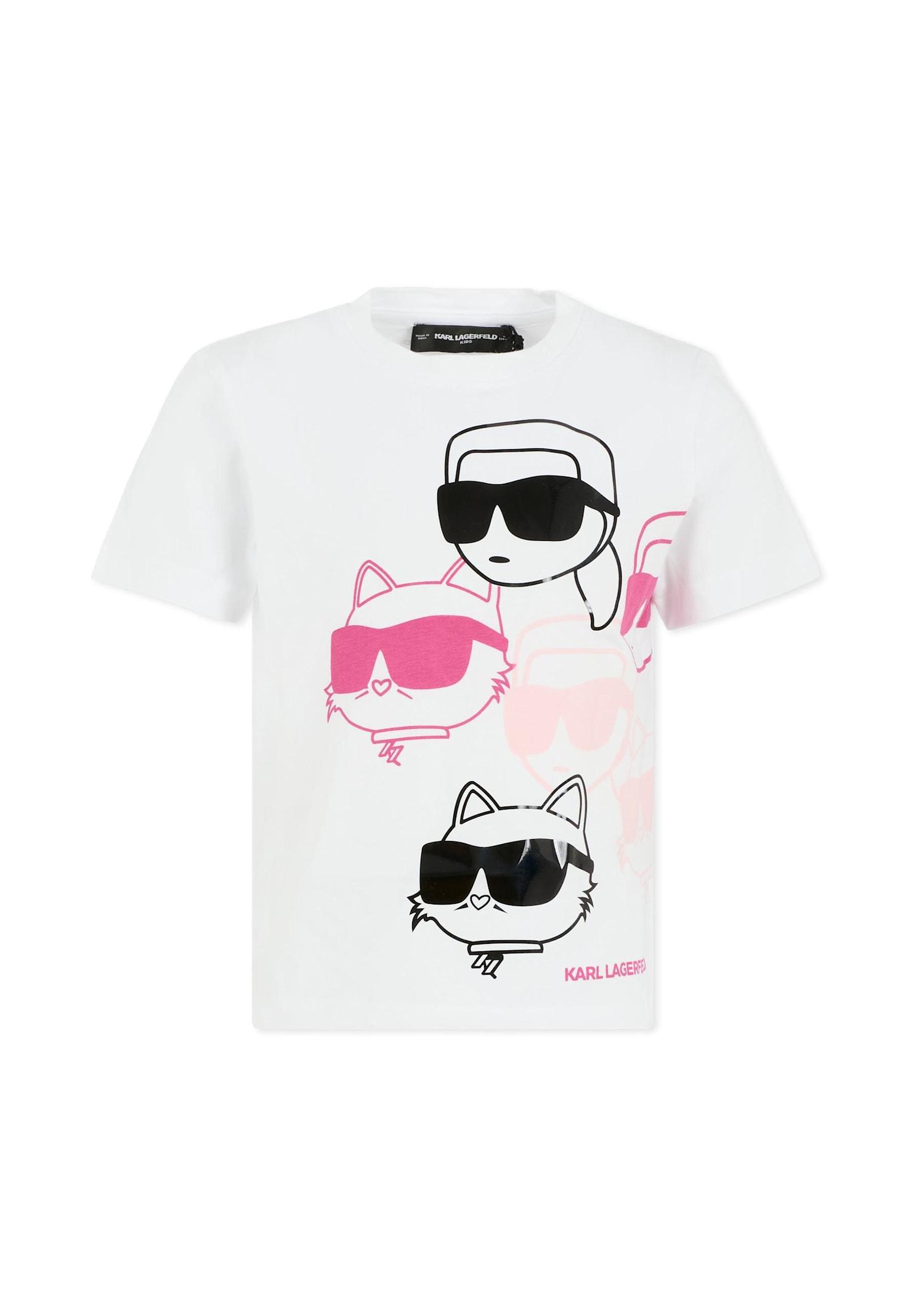 karl lagerfeld kids white t-shirt for girl with choupette and karl lagerfeld