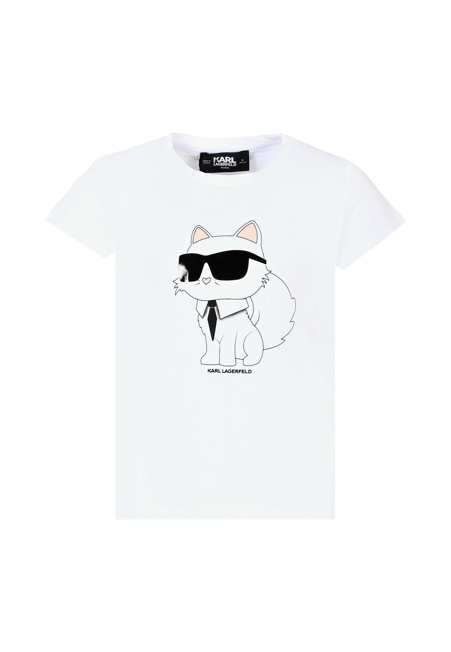 karl lagerfeld kids white t-shirt for girl with choupette
