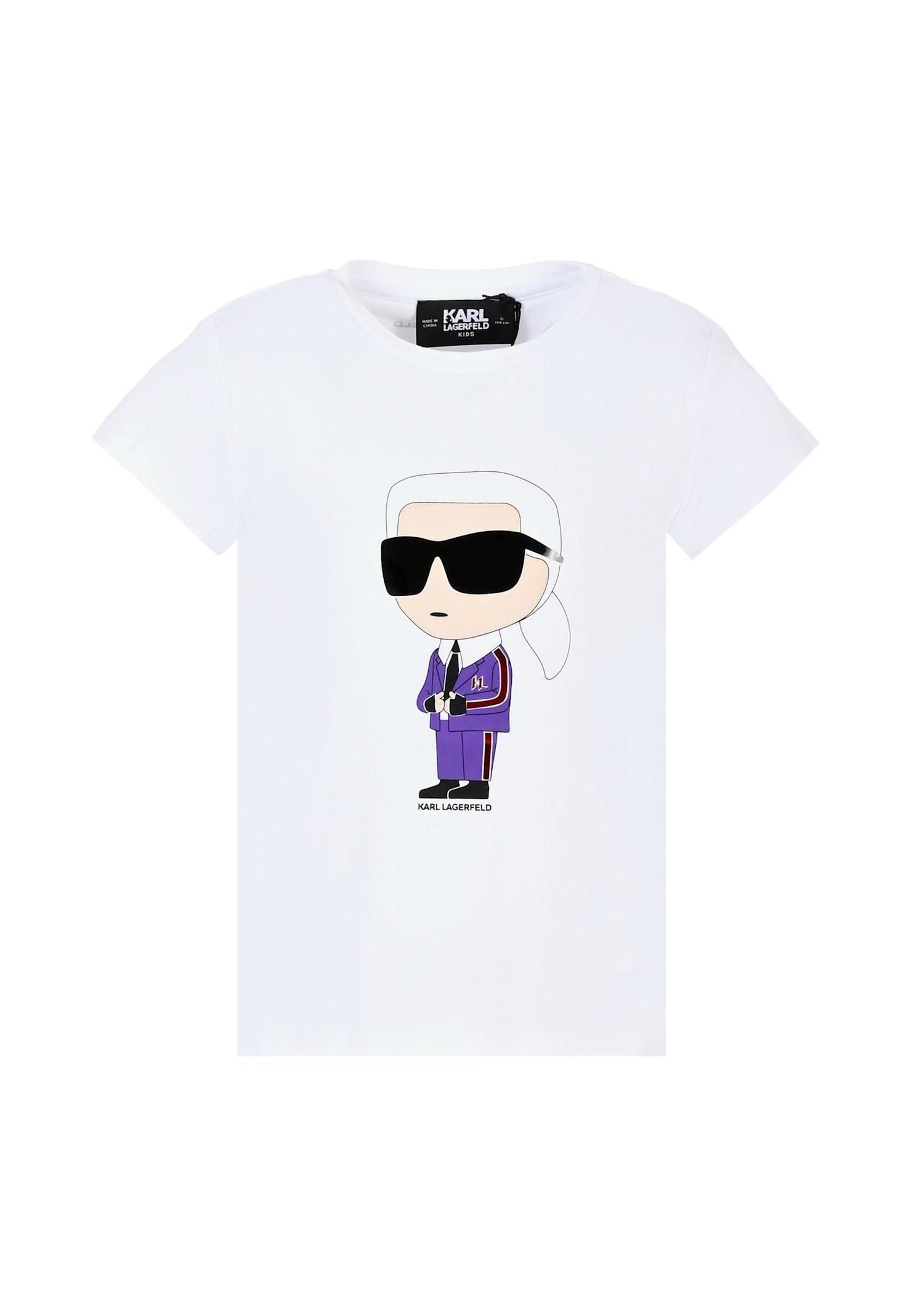 karl lagerfeld kids white t-shirt for girl with karl lagerfeld