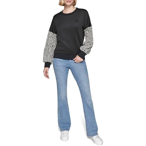 karl lagerfeld paris women's casual comfortable knit top, black