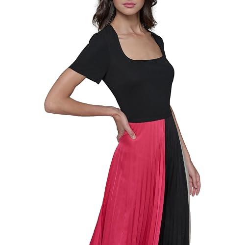 karl lagerfeld paris women's colorblock sleeveless fun midi dress, teaberry multi