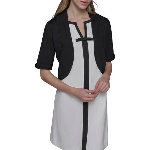karl lagerfeld paris women's cropped short sleeve shrug, black