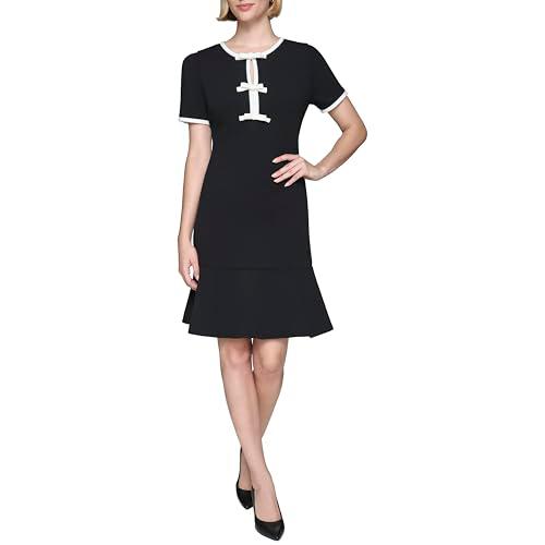karl lagerfeld paris women's dresses a line,black soft white,6