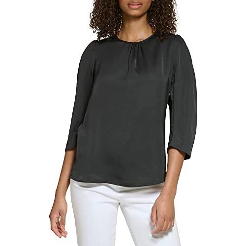 karl lagerfeld paris women's everyday casual blouse, black