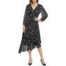 karl lagerfeld paris women's floral printed crinkle chiffon maxi dress with uneven hem, black combo, 2