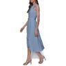 karl lagerfeld paris women's light scoop neck sleeveless midi dress, chambray blue