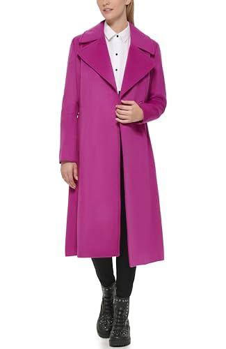karl lagerfeld paris women's luxe twill classic belted maxi, berry