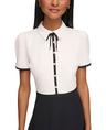 karl lagerfeld paris women's professional workwear embelished aline dress, soft white black
