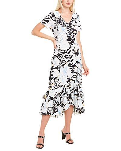 karl lagerfeld paris women's ruffle maxi dress, heritage blue multi, 12