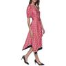 karl lagerfeld paris women's short puffed sleeve hanky hem fun midi dress, teaberry combo