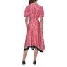 karl lagerfeld paris women's short puffed sleeve hanky hem fun midi dress, teaberry combo