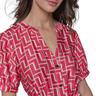 karl lagerfeld paris women's short puffed sleeve hanky hem fun midi dress, teaberry combo