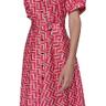 karl lagerfeld paris women's short puffed sleeve hanky hem fun midi dress, teaberry combo
