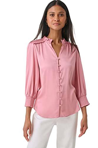 karl lagerfeld paris women's soft long sleeve everyday fashion sport blouse, shell pink, large