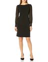 karl lagerfeld paris women's solid sheer sleeve sheath dress, black, 6