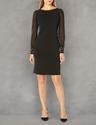 karl lagerfeld paris women's solid sheer sleeve sheath dress, black, 6
