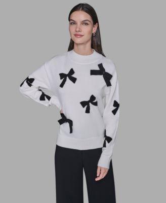 karl lagerfeld paris womens all over bow sweater