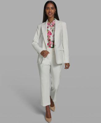 karl lagerfeld paris womens collared woven blazer short sleeve collared blouse woven ankle pants