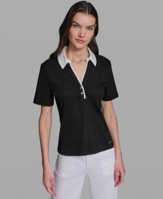 karl lagerfeld paris womens johnny collar top