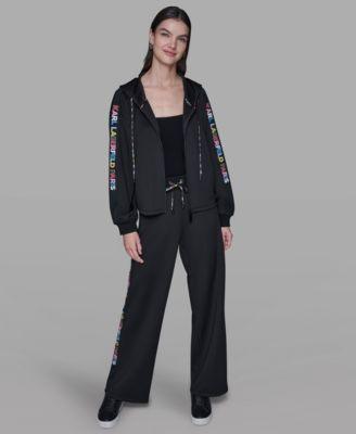 karl lagerfeld paris womens logo detail jacket logo detail joggers