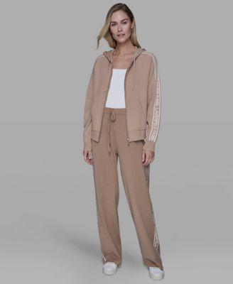 karl lagerfeld paris womens logo detail long sleeve jacket logo detail pants